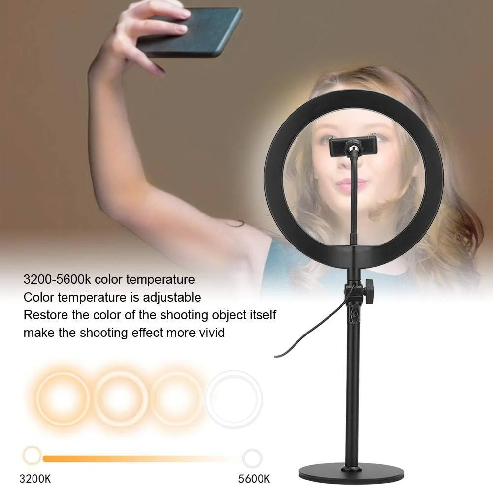 حلقه نور ال ای دی، حلقه نور ال ای دی مناسب سالن های زیبایی و تاتو، دارای 3 حالت نور برای پخش زنده و ویدیوهای یوتیوب، کیت لامپ عکاسی