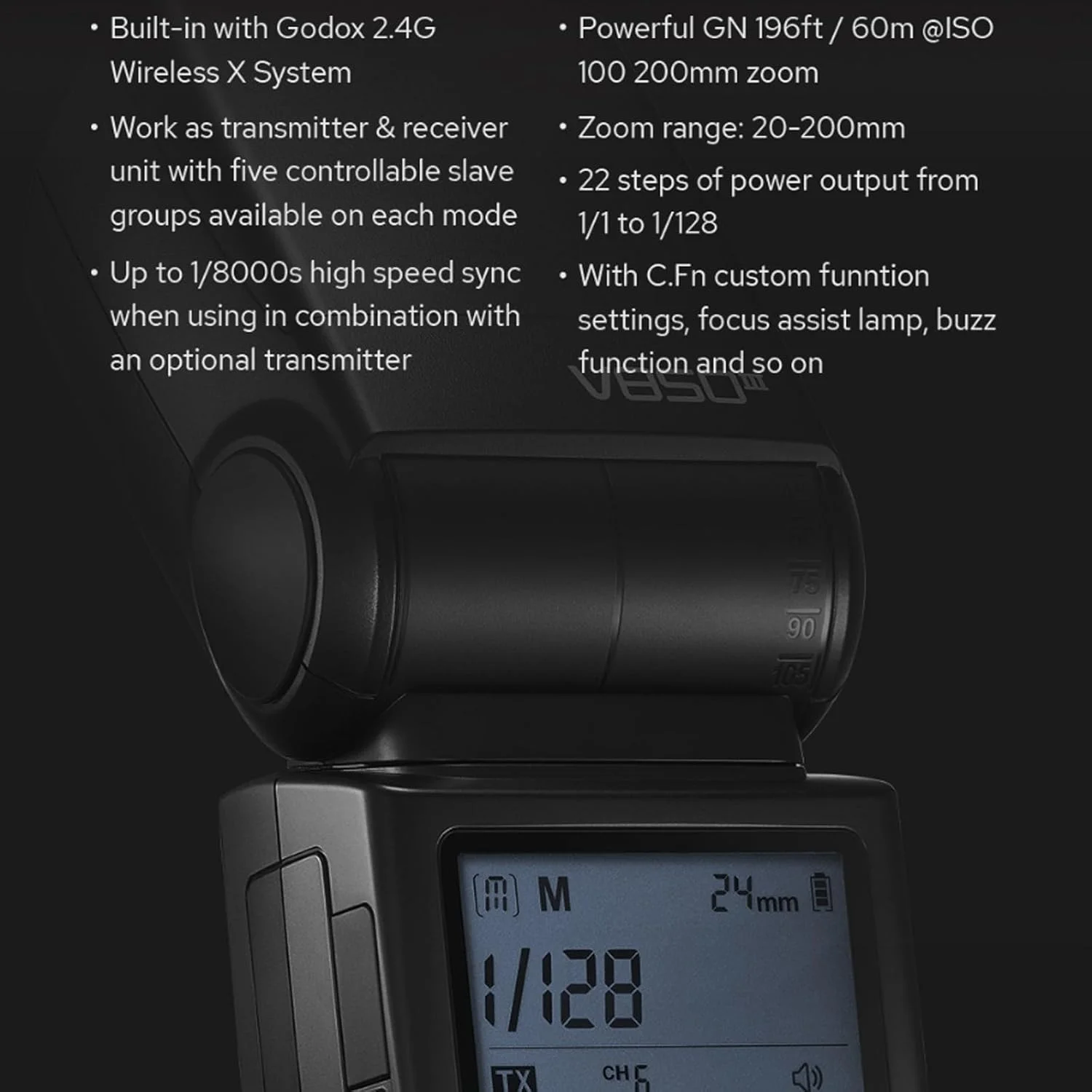 فلاش دوربین گودکس V850III با باتری 7.2 ولت/2600 میلی آمپر ساعت، HSS 1/8000، زمان بازیافت 1.5 ثانیه، 450 پاپ با قدرت کامل برای دوربین های DSLR با هات شو استاندارد برای کانن، نیکون، سونی، فوجی، پاناسونیک، المپوس (بدون TTL)