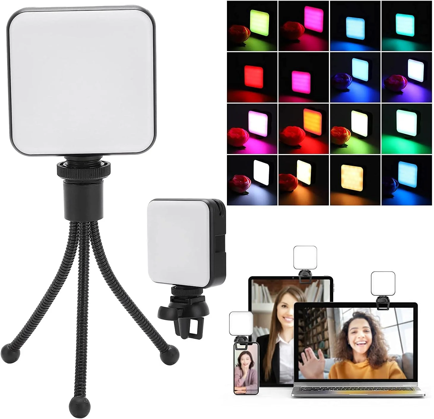 نور حلقه ای سلفی، باتری 2000 میلی آمپری، درگاه شارژ Type-C، 20 حالت نور برای عکاسی، آرایش و پخش زنده