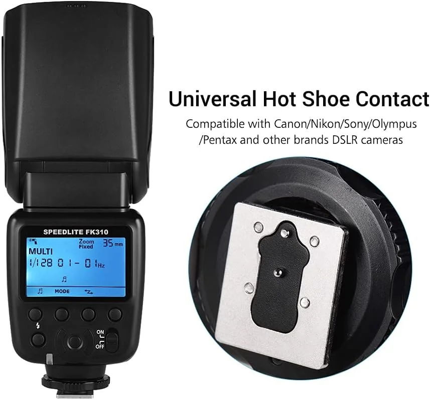 فلاش دوربین Domary، فلاش جهانی بی سیم با نور پرسرعت GN33 و صفحه نمایش LCD برای دوربین های DSLR