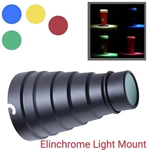 مخروطی دهانه نور VEEPRO MVPRO با دهانه Elinchrom به همراه 4 فیلتر ژله ای رنگی برای نور فلاش استودیویی