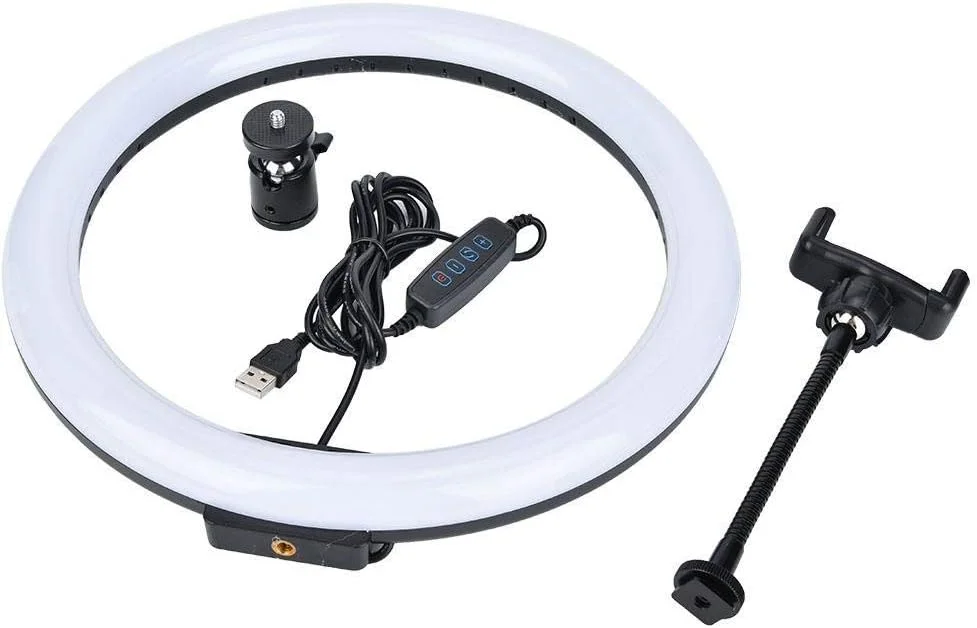 حلقه نور TPD668 12W 12 اینچ 160LED با قابلیت تنظیم نور 3200K-5600K برای آرایش به همراه گیره نگهدارنده گوشی موبایل