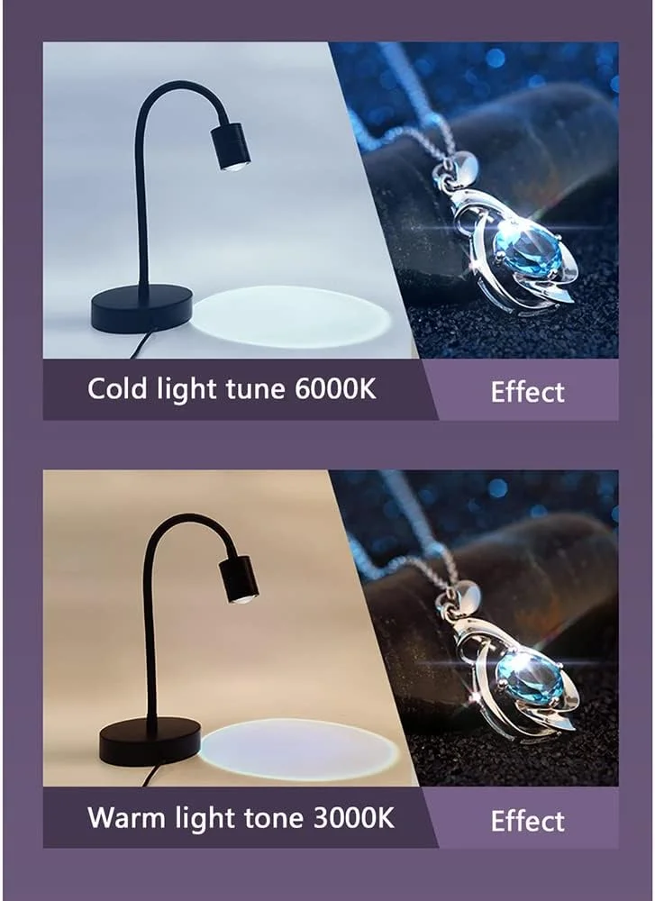 چراغ جواهرات LED یو اس بی 7 وات ANLONGLI با 3 حالت نورپردازی و قابلیت تنظیم نور، چراغ کابینت جواهرات حرفه ای با گردن غازی انعطاف پذیر برای نمایش، جوشکاری و مطالعه