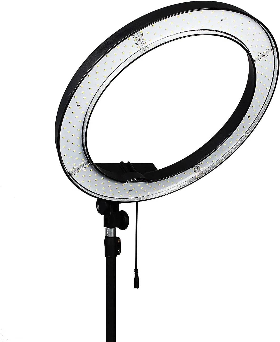 کیت نور حلقه ای EACHSHOT ES240 شامل نور، پایه، گیره تلفن و سر سه پایه، دارای 240 ال ای دی 18 اینچی با تنظیم نور پیوسته برای عکاسی و فیلمبرداری پرتره