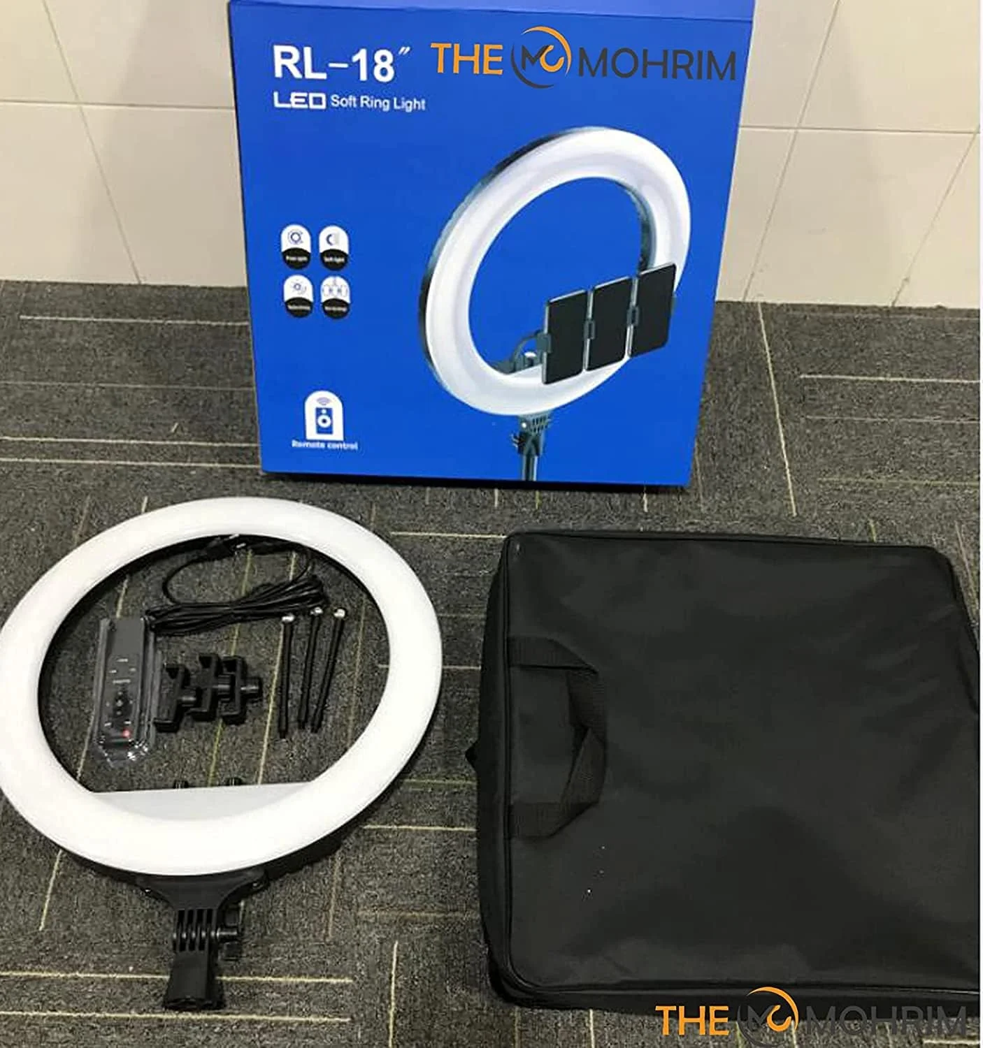 نور حلقه ای ال ای دی 18 اینچی Mohrim RL-18 با قابلیت تبدیل نور گرم و سرد، مناسب برای آرایش و عکاسی زنده همراه با کنترل از راه دور نور حلقه ای ال ای دی 18 اینچی Mohrim RL-18 با قابلیت تبدیل نور گرم و سرد، مناسب برای آرایش و عکاسی زنده همراه با کنترل از راه دور
