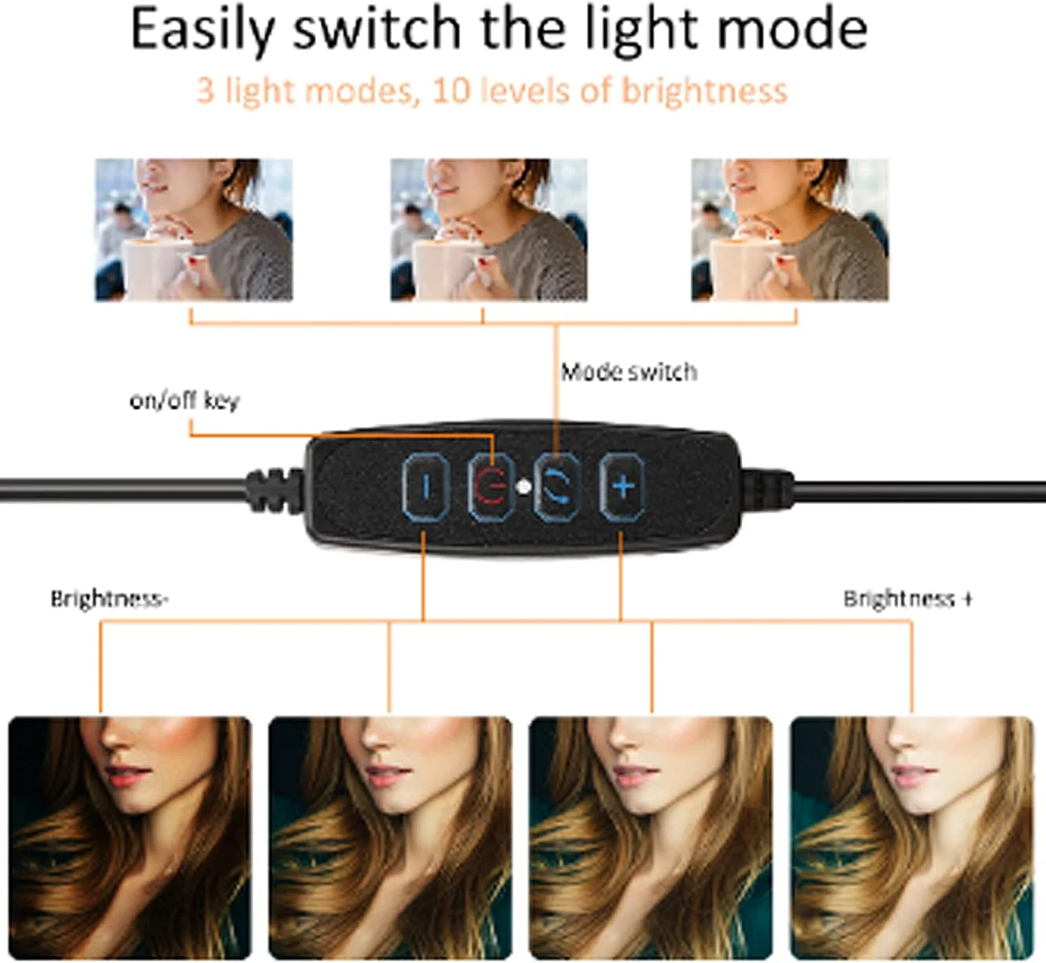 نور LED حلقه ای قابل تنظیم با منبع تغذیه USB، مناسب برای فیلمبرداری