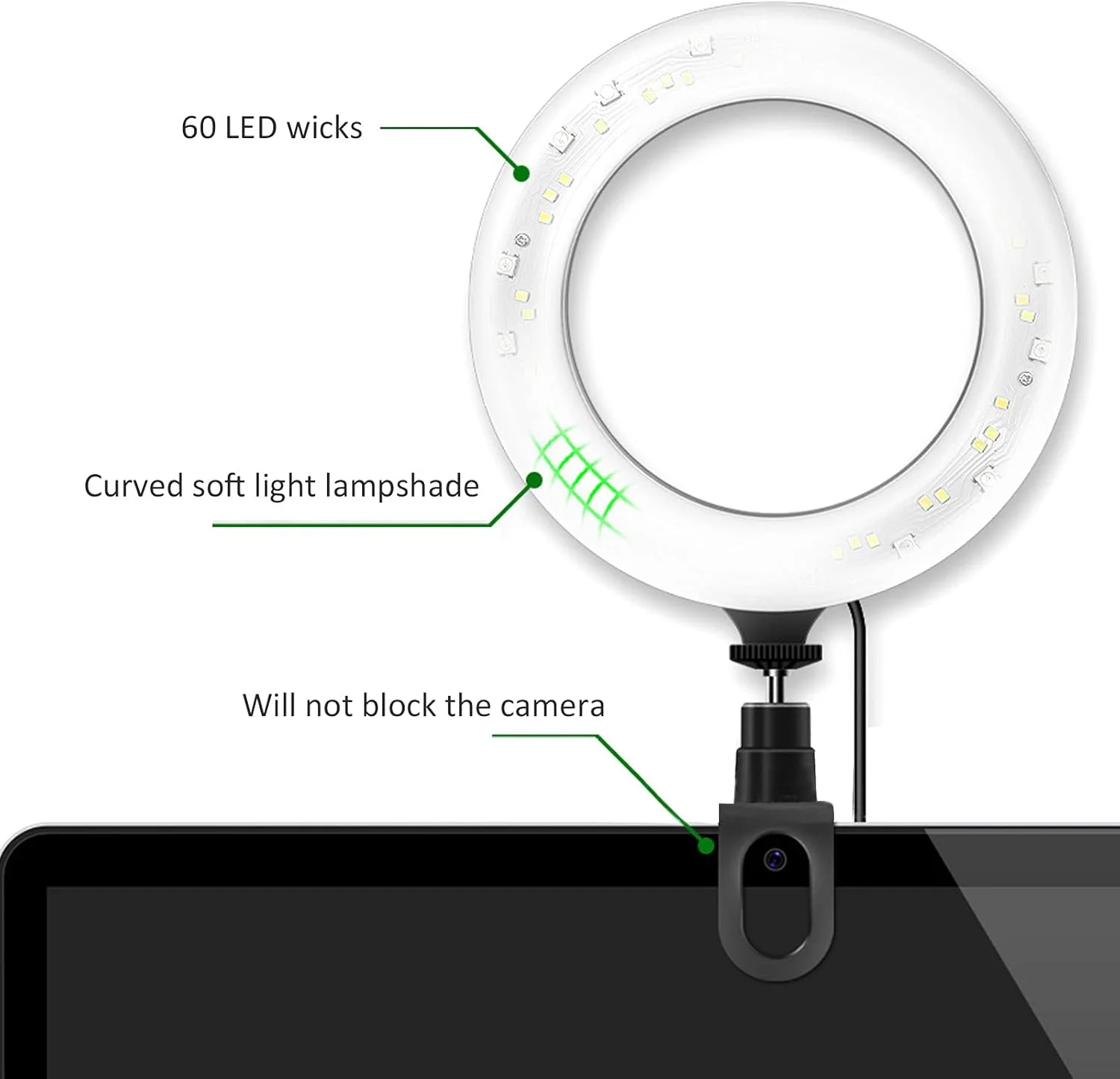 چراغ حلقه ای پر کننده Folany، چراغ پر کننده حلقه ای 5 واتی با دمای رنگ دوگانه، حمل آسان برای فیلمبرداری