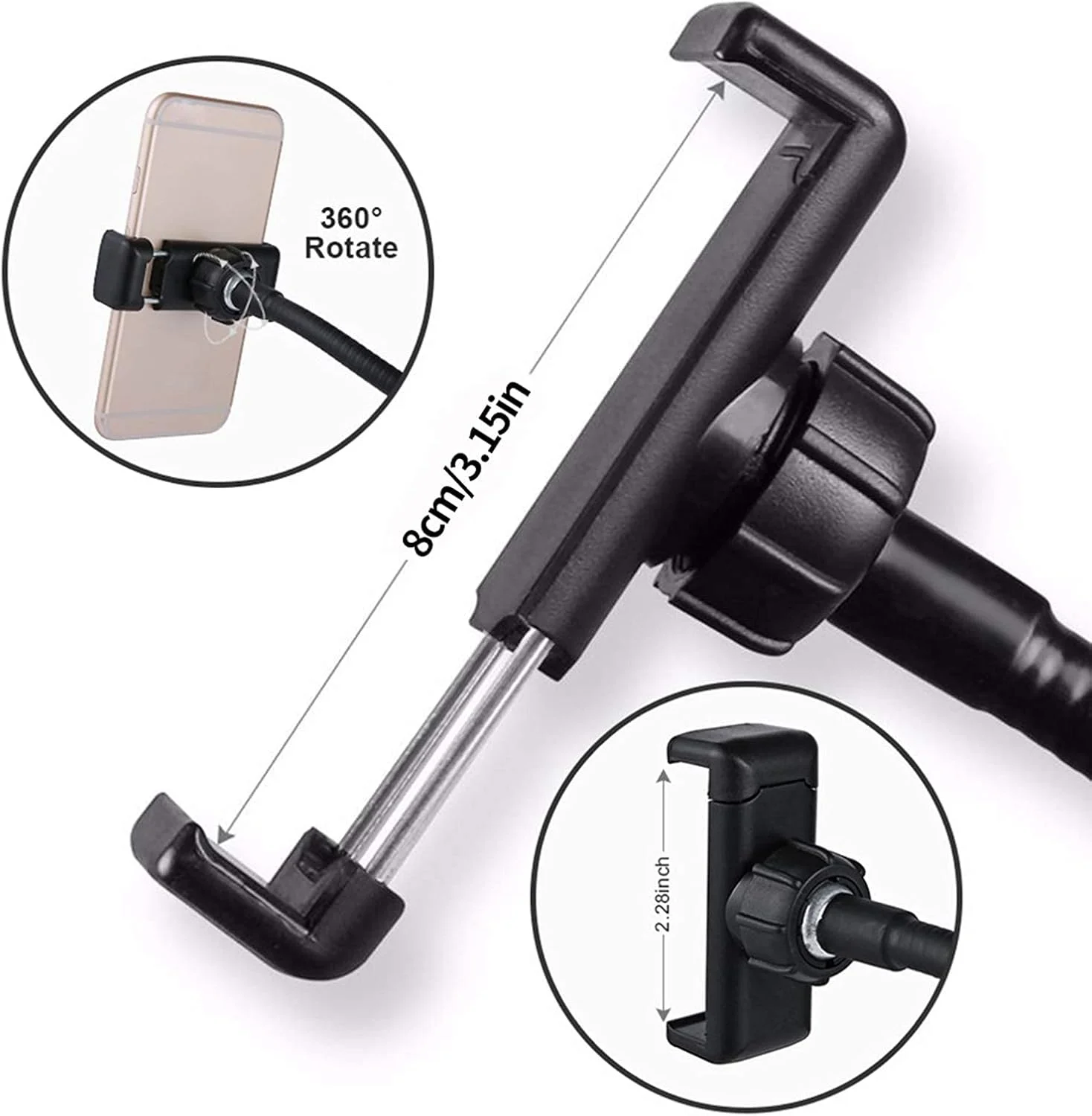 نور سلفی ال ای دی USB با پایه، نور زمینی دیمر دار، 3 حالت و 10 سطح روشنایی برای ولاگ، ویدیو یوتیوب، آرایش تیک تاک، سازگار با تلفن هوشمند