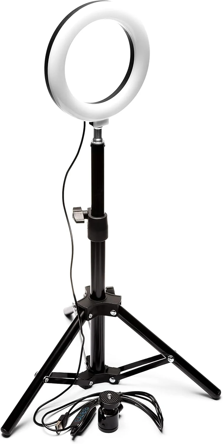 چراغ حلقه ای میز آرایش ریو با پایه سه پایه قابل تنظیم