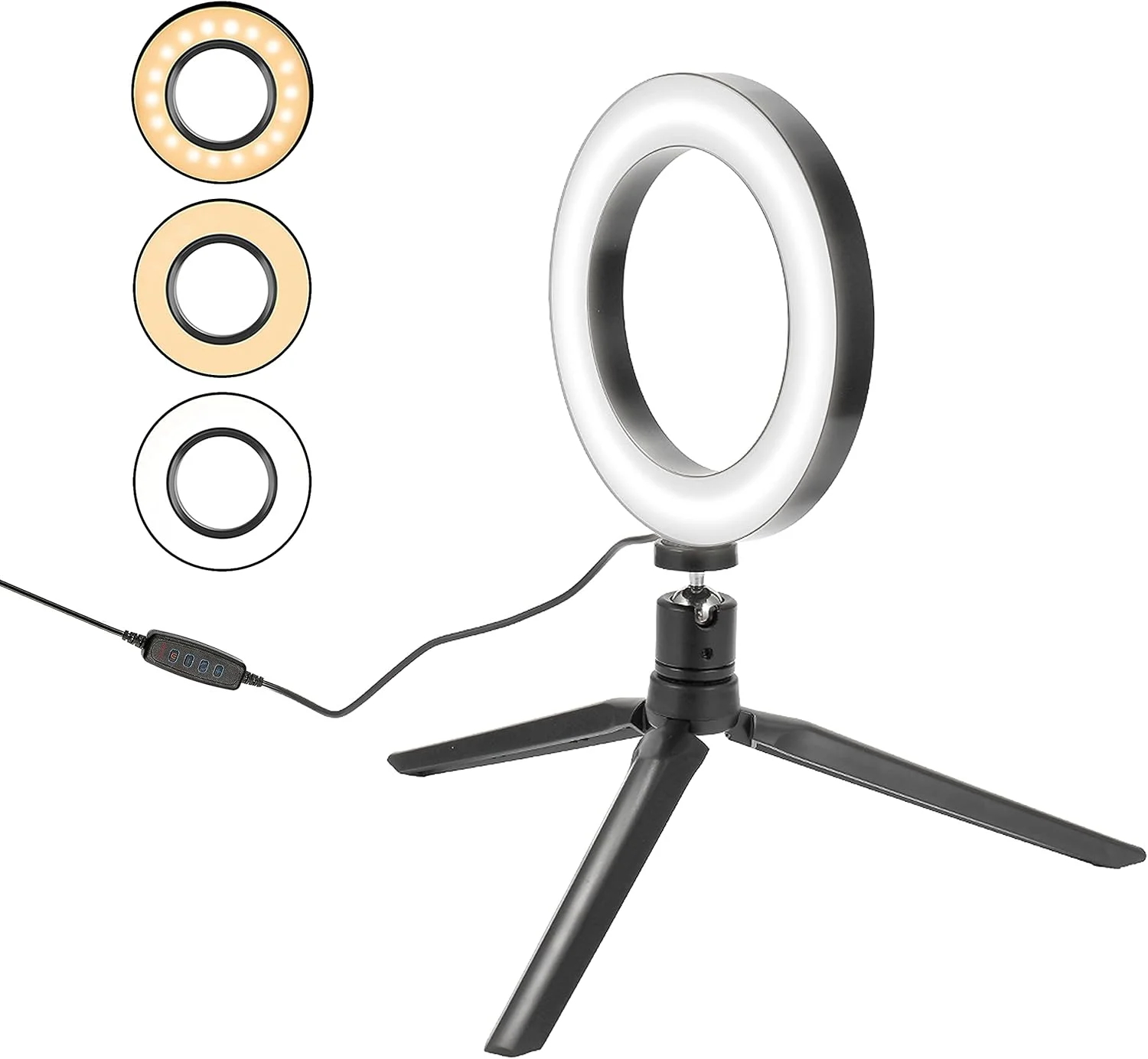 حلقه نور سلفی LED با 3 رنگ نور، حلقه نور LED سلفی برای آرایش، 11 سطح روشنایی قابل تنظیم، چراغ های LED سلفی با پایه سه پایه برای پخش زنده