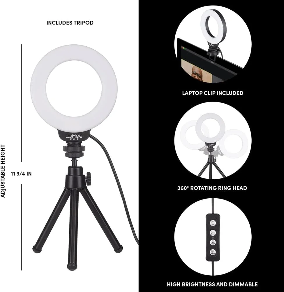 نور حلقه ای استودیو LuMee Case-Mate - به همراه پایه سه پایه - 4 اینچ - به همراه سه پایه و گیره لپ تاپ - مشکی