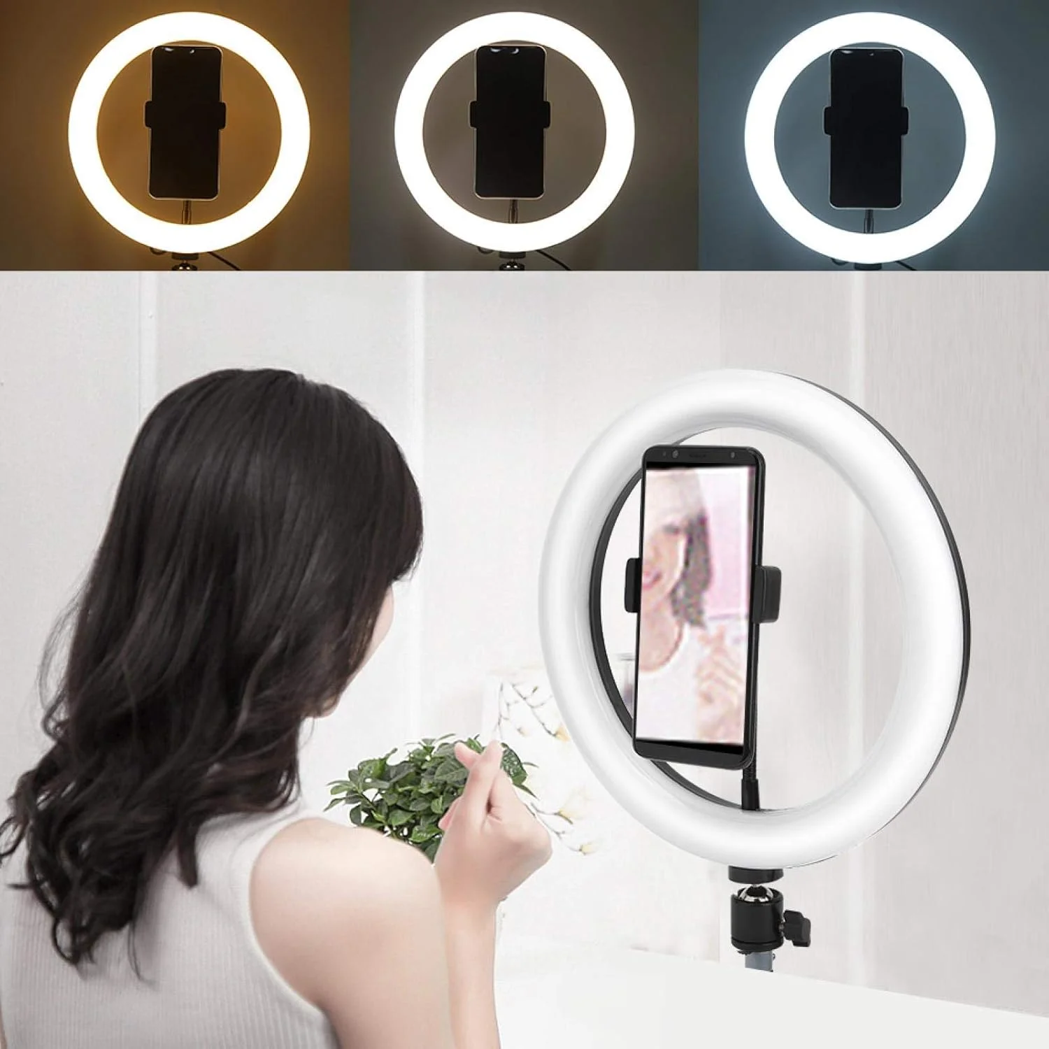 حلقه نور ال ای دی، حلقه نور مشکی، مناسب برای آرایش، عکاسی، پخش زنده و سلفی