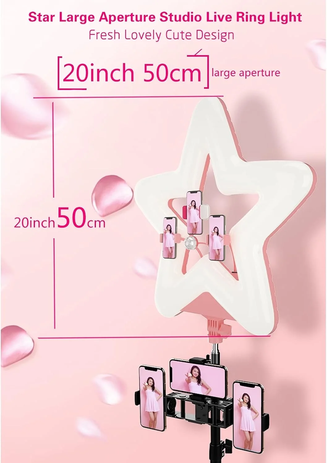 نور سلفی حلقه ای مدل RK52 به شکل ستاره، مناسب برای پخش زنده و آرایش (بدون سه پایه)