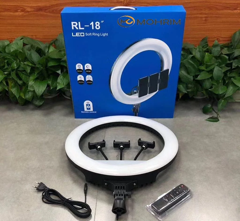 نور حلقوی Mohrim RL-18 با کنترل از راه دور و نگهدارنده 3 گوشی