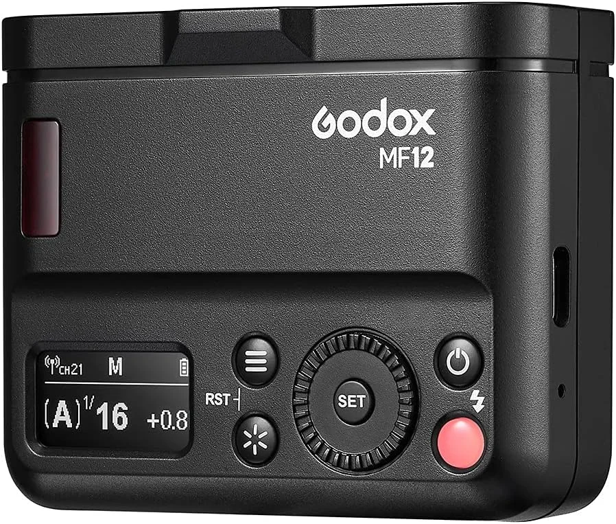 فلاش ماکرو Godox MF12-K2 فلاش اسپیدلایت TTL خارج از دوربین 12 وات، کنترل بی سیم 2.4G، حالت TTL/M، باتری لیتیومی داخلی 3.7 ولت/6.29 وات، سازگار با نیکون، سونی، کانن، فوجی، المپوس و پاناسونیک