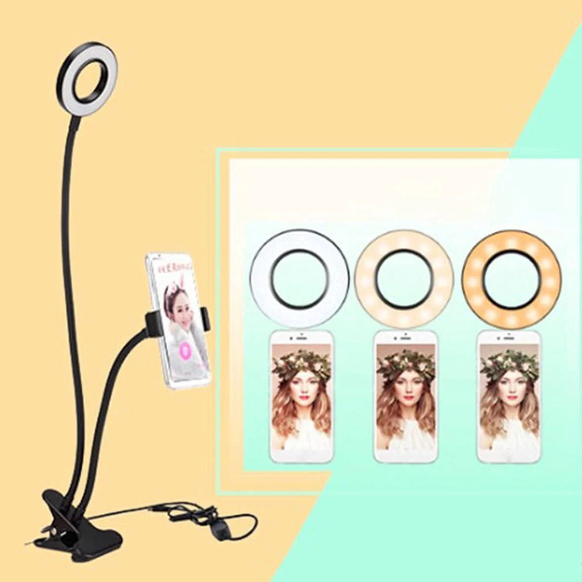 نور پرکننده زنده، چراغ مکمل نور زنده تلفن همراه LED گیره USB چراغ رومیزی نور ملایم زیبایی محافظت از چشم چراغ مطالعه دانشجویی