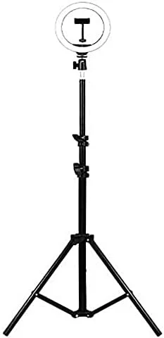 نور حلقه ای سلفی 10 اینچی Mulugeta با پایه سه پایه 210 سانتی متری به همراه نگهدارنده تلفن - نور حلقه ای برای آیفون - اندروید، پایه نور برای پخش زنده/آرایش، فیلم یوتیوب و عکاسی TikTok (210 سانتی متر)