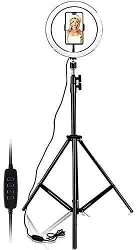 نور حلقه ای سلفی 10 اینچی Mulugeta با پایه سه پایه 210 سانتی متری به همراه نگهدارنده تلفن - نور حلقه ای برای آیفون - اندروید، پایه نور برای پخش زنده/آرایش، فیلم یوتیوب و عکاسی TikTok (210 سانتی متر)