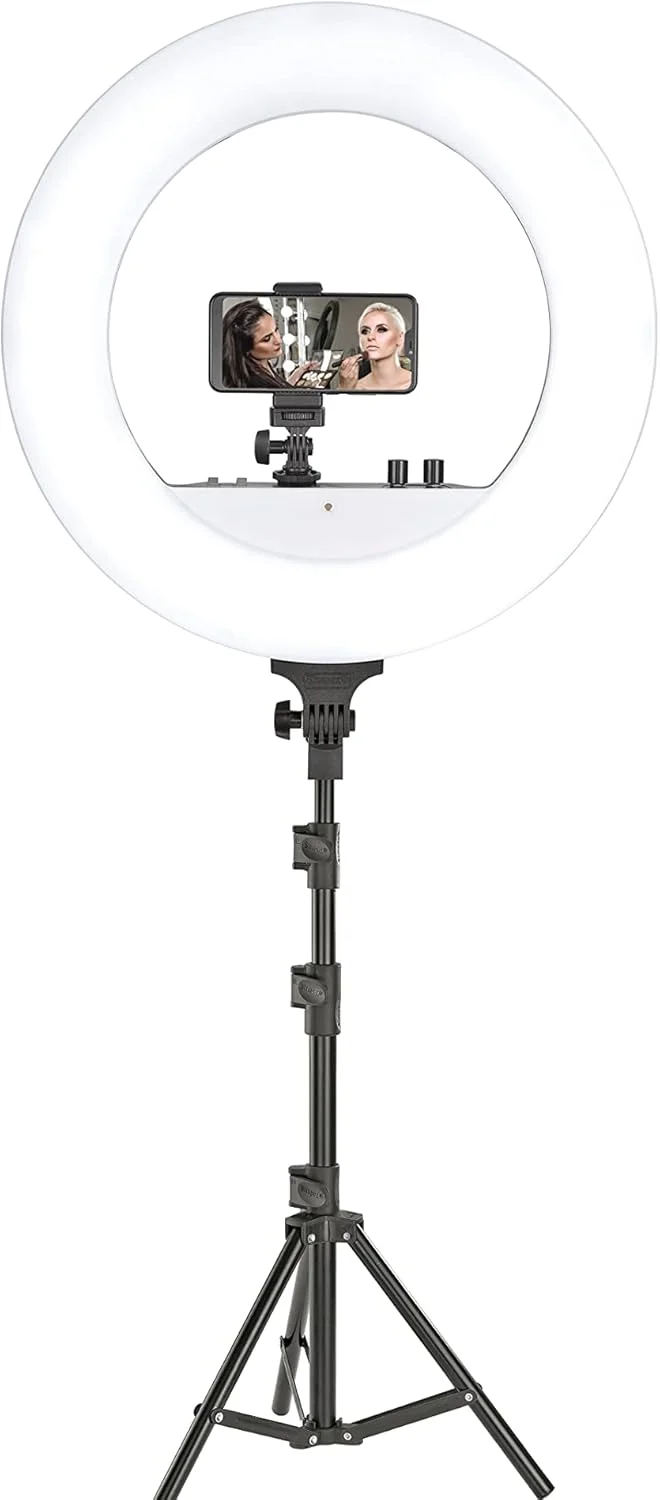 حلقه نور ال ای دی دو رنگ Simpex RL 621 با قطر 18 اینچ به همراه پایه نگهدارنده، مناسب برای اهداف گوناگون و پشتیبانی از کاربردهای وسیع