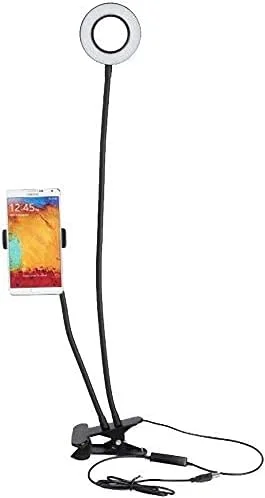 نور حلقه ای سلفی + نگهدارنده موبایل 24 LED دوربین بازوی بلند گیره USB