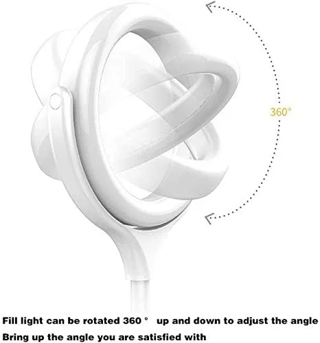 حلقه نور ال ای دی 10 اینچی با پایه برای ویدیوهای یوتیوب و آرایش، چراغ دوربین ال ای دی کوچک با نگهدارنده تلفن همراه، لامپ ال ای دی رومیزی با 3 حالت نور و 10 سطح روشنایی.
