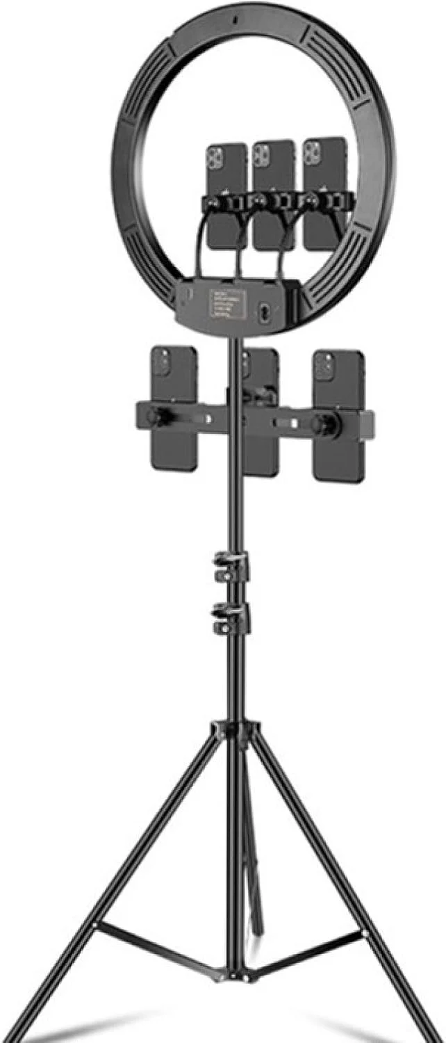 CHENCHUAN نور حلقه ای LED قابل تنظیم دمای رنگ 18 اینچ + گیره تلفن همراه، مجموعه پخش زنده با پایه سه پایه 2.1 متری، دوشاخه CN برای عکاسی و پخش زنده CHENCHUAN نور حلقه ای LED قابل تنظیم دمای رنگ 18 اینچ + گیره تلفن همراه، مجموعه پخش زنده با پایه سه پایه 2.1 متری، دوشاخه CN برای عکاسی و پخش زنده