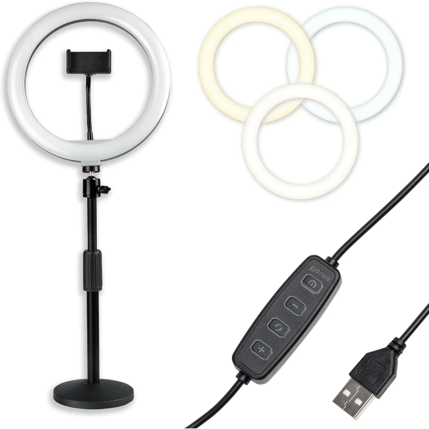 پایه رومیزی چراغ حلقه ای ال ای دی 10 اینچی Gator Frameworks با نگهدارنده تلفن و پایه وزنی فشرده (GFW-RINGLIGHTDSKTP)، مشکی پایه رومیزی چراغ حلقه ای ال ای دی 10 اینچی Gator Frameworks با نگهدارنده تلفن و پایه وزنی فشرده (GFW-RINGLIGHTDSKTP)، مشکی