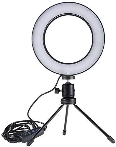 نور حلقه ای آرایشی - نور حلقه ای دوربین استودیویی 64LED با قابلیت تنظیم نور - لامپ حلقه ای نور تلفن عکس ویدیو با سه پایه - نور پرکننده حلقه ای چوب سلفی - برای ویدیوی یوتیوب، آرایش، عکاسی تیک تاک (A) GINOTY