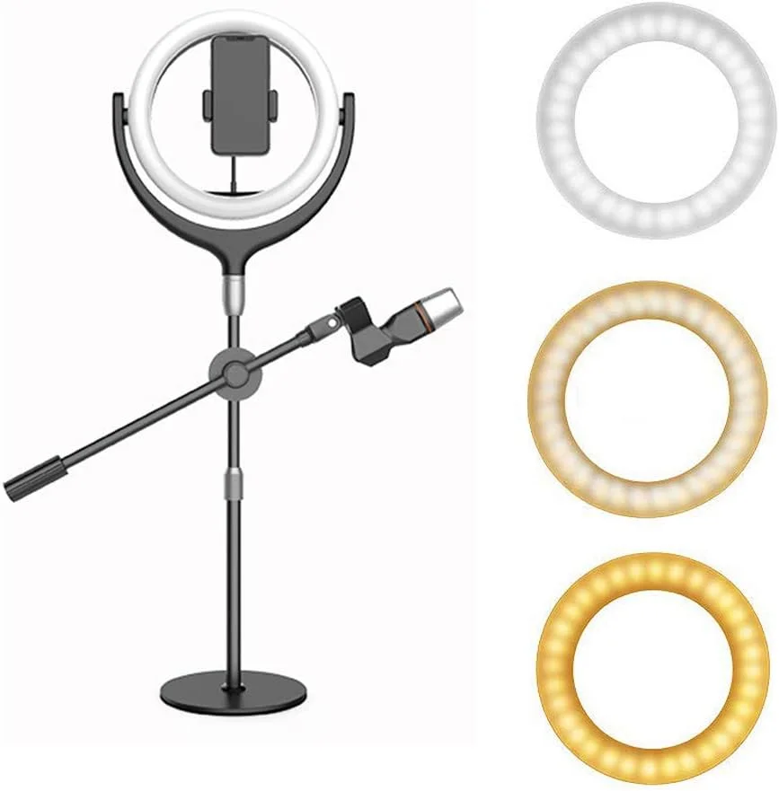 حلقه نور سلفی 12 اینچی GHiycotdl با پایه قابل تنظیم، 3 حالت نوردهی، دارای 96 لامپ LED با دمای رنگ 6000K، حلقه نور LED با نگهدارنده تلفن همراه برای ولاگ، پخش زنده، تلفن، یوتیوب، و عکاسی سلفی حلقه نور سلفی 12 اینچی GHiycotdl با پایه قابل تنظیم، 3 حالت نوردهی، دارای 96 لامپ LED با دمای رنگ 6000K، حلقه نور LED با نگهدارنده تلفن همراه برای ولاگ، پخش زنده، تلفن، یوتیوب، و عکاسی سلفی