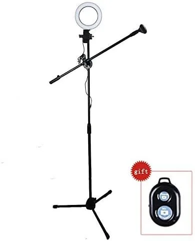 حلقه نور FGVBC با قابلیت تنظیم نور، چراغ LED زیبایی + پایه نگهدارنده قابل تنظیم برای عکاسی با تلفن همراه + بازویی (رنگ: مجموعه 4)