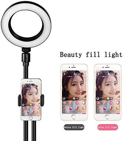 حلقه نور FGVBC با قابلیت تنظیم نور، چراغ LED زیبایی + پایه نگهدارنده قابل تنظیم برای عکاسی با تلفن همراه + بازویی (رنگ: مجموعه 4)