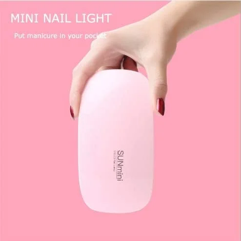 چراغ ال ای دی فرابنفش خورشیدی مینی 6 وات و ابزار ناخن قابل حمل با کابل USB، یک سایز، رنگ لاک ناخن به صورت تصادفی ارسال می شود (سایز: چراغ ناخن)