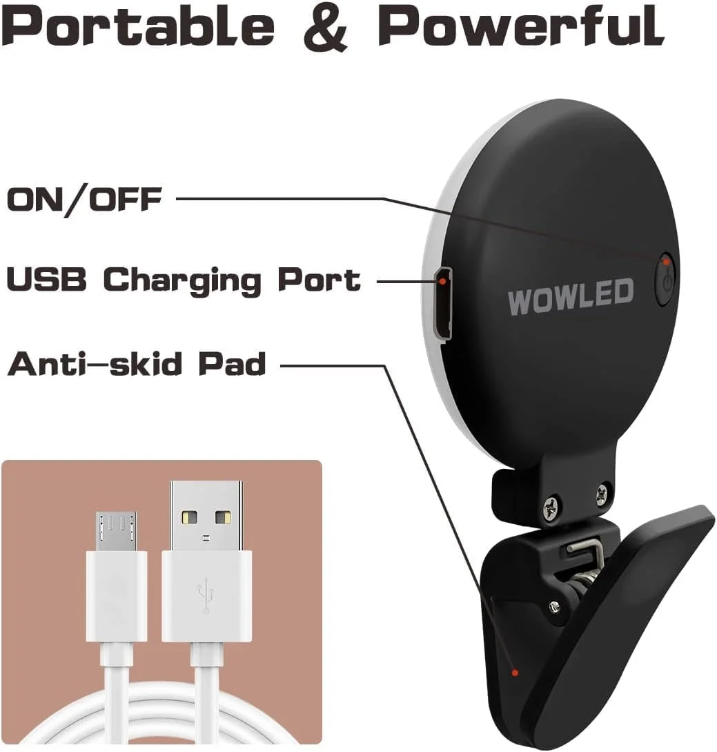 نور حلقه ای سلفی گیره دار برای تلفن همراه، دارای 3 دمای رنگ، نور حلقه ای LED کوچک قابل شارژ مشکی برای پخش زنده یوتیوب | ویدیوهای کوتاه | پرتره