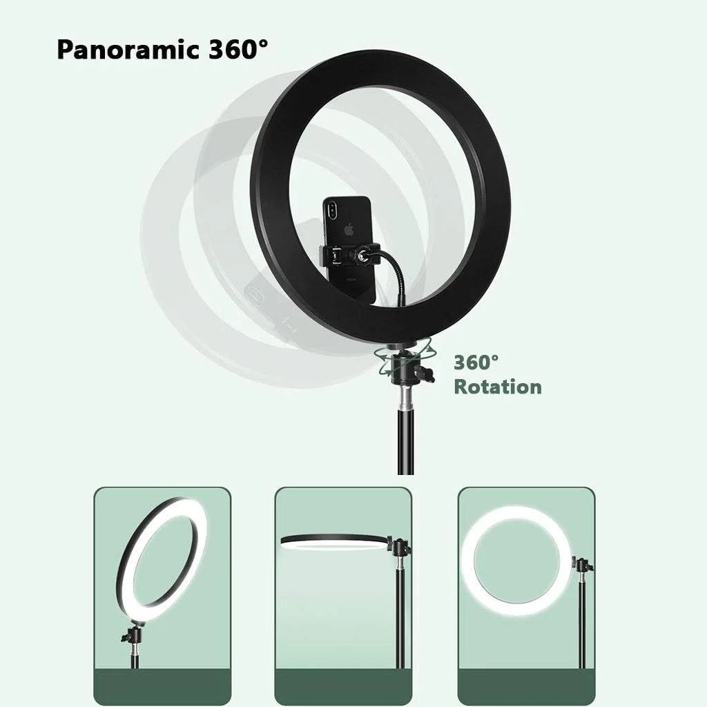 حلقه نور سلفی LED با پایه سه پایه، حلقه نور 10 اینچی با قابلیت تنظیم نور، پایه تلسکوپی تلفن هوشمند برای پخش زنده و ویدیوهای یوتیوب (رنگ: ارتفاع 170 سانتی متر، اندازه: نوع A)