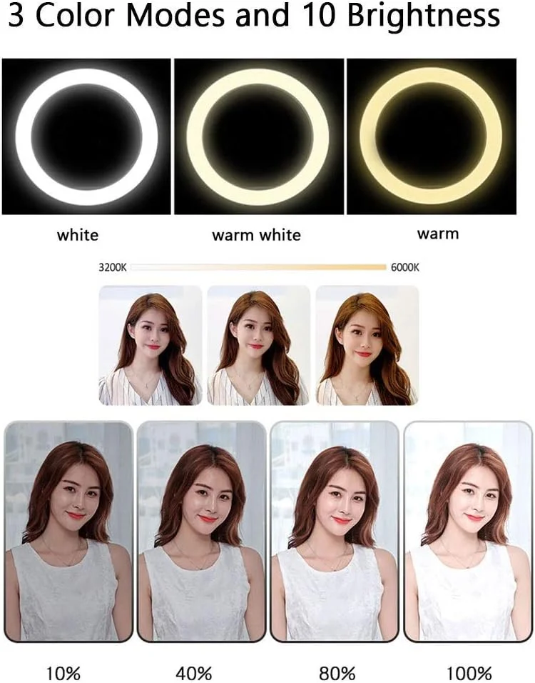 نور حلقه ای 12.9 اینچی سلفی با پایه سه پایه، 3 حالت رنگی و 10 روشنایی، نگهدارنده تلفن برای پخش زنده و فیلم یوتیوب، عکاسی، ولاگ (رنگ: نوع A، اندازه: 210 سانتی متر) نور حلقه ای 12.9 اینچی سلفی با پایه سه پایه، 3 حالت رنگی و 10 روشنایی، نگهدارنده تلفن برای پخش زنده و فیلم یوتیوب، عکاسی، ولاگ (رنگ: نوع A، اندازه: 210 سانتی متر)