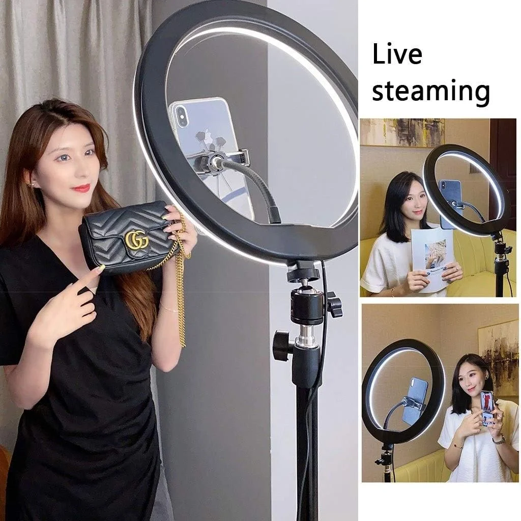 نور حلقوی 10.2 اینچی با پایه سه پایه، نور حلقوی سلفی، کنترل از راه دور، نگهدارنده تلفن همراه برای پخش زنده، ویدیوی یوتیوب، آرایش، عکاسی، ولاگ (رنگ: نوع A)