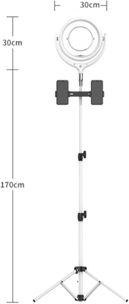 نور حلقه ای 12 اینچی برای موبایل، مناسب تولید محتوا، آرایش و پخش زنده با پایه نگهدارنده سه پایه - سفید