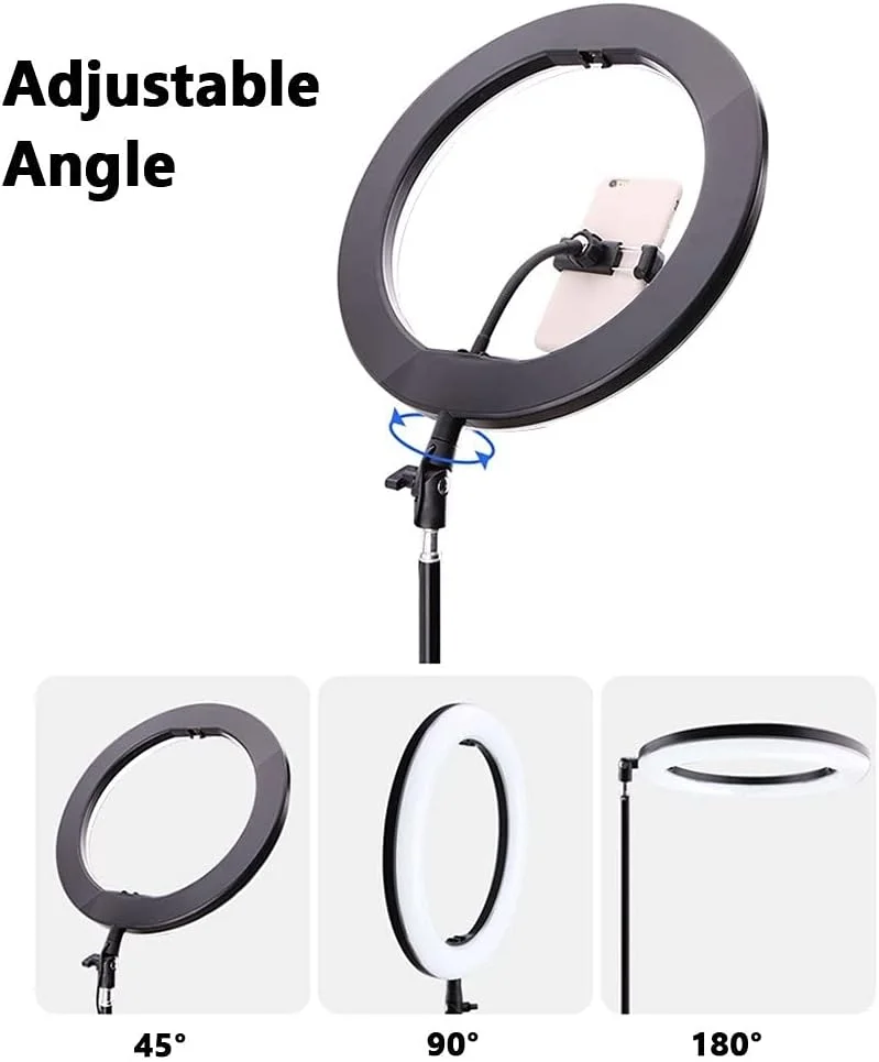 نور حلقه ای سلفی 10 اینچی YXCKG با پایه و نگهدارنده تلفن، نور حلقه ای LED با کنترل از راه دور بلوتوث برای پخش زنده و ویدیوهای یوتیوب، آرایش، عکاسی، ولاگ (اندازه: 50 سانتی متر ارتفاع) نور حلقه ای سلفی 10 اینچی YXCKG با پایه و نگهدارنده تلفن، نور حلقه ای LED با کنترل از راه دور بلوتوث برای پخش زنده و ویدیوهای یوتیوب، آرایش، عکاسی، ولاگ (اندازه: 50 سانتی متر ارتفاع)