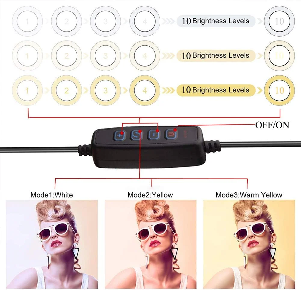 حلقه نور LED، نور پر کننده 6 اینچی با سه پایه، نورپردازی رومیزی قابل تنظیم، برای ویدیوهای یوتیوب، سلفی، آرایش، پخش زنده