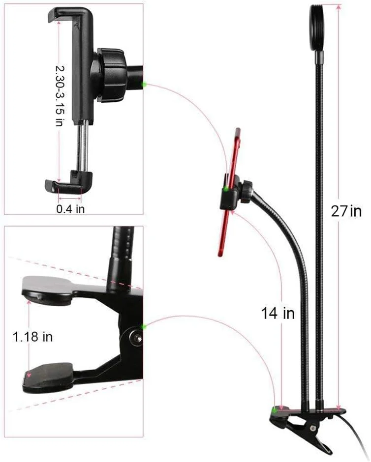 نور حلقه ای SHYYL، نور پرکننده 6 اینچی با پایه نگهدارنده تلفن همراه، 3 حالت رنگی و 10 روشنایی، برای ویدیوهای یوتیوب، سلفی، آرایش، پخش زنده، ولاگ