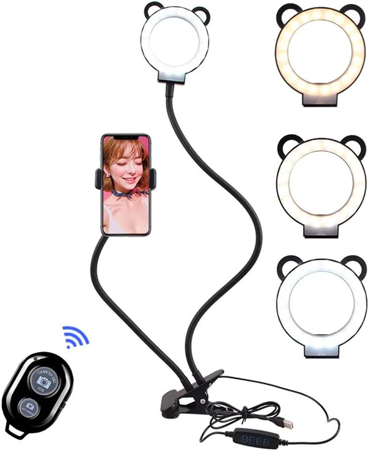 نور حلقه ای سلفی 10 سانتی متری با پایه نگهدارنده تلفن همراه، 3 حالت رنگی و 10 روشنایی، برای ویدیوهای یوتیوب، سلفی، آرایش، پخش زنده، ولاگ نور حلقه ای سلفی 10 سانتی متری با پایه نگهدارنده تلفن همراه، 3 حالت رنگی و 10 روشنایی، برای ویدیوهای یوتیوب، سلفی، آرایش، پخش زنده، ولاگ