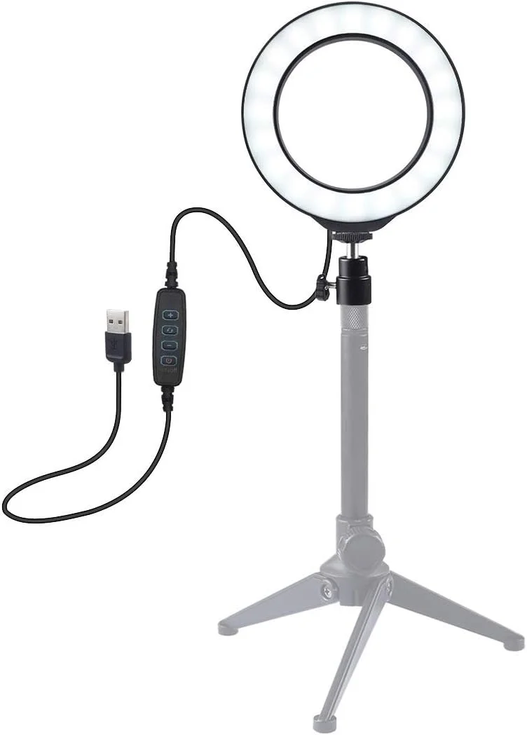 نور حلقه ای ال ای دی دوزن 4.7 اینچی 12 سانتی متری USB با 3 حالت نورپردازی قابل تنظیم برای ولاگ و عکاسی با پایه نگهدارنده توپی سه پایه (مشکی) لوازم جانبی (رنگ: مشکی)