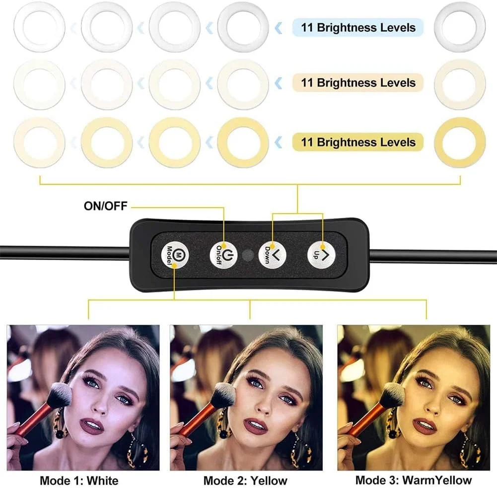 حلقه نور 6 اینچی با سه پایه، 3 رنگ قابل تنظیم، برای ویدیوهای یوتیوب، سلفی، آرایش، پخش زنده، ولاگ، دوربین، عکاسی حلقه نور 6 اینچی با سه پایه، 3 رنگ قابل تنظیم، برای ویدیوهای یوتیوب، سلفی، آرایش، پخش زنده، ولاگ، دوربین، عکاسی