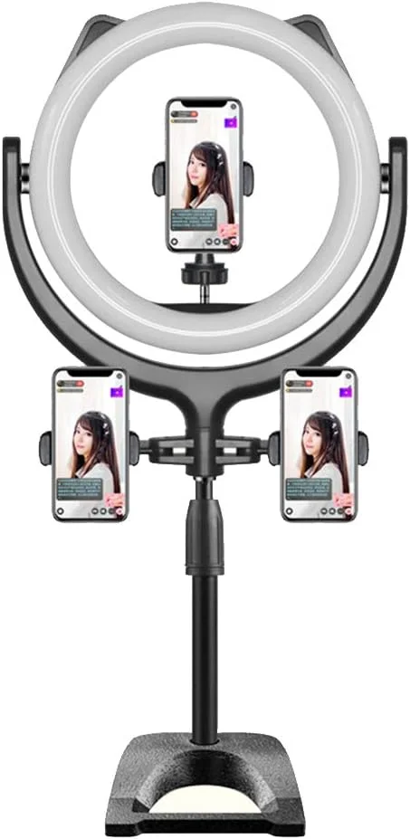 نور حلقه ای LED ده اینچی SHYYL با پایه نگهدارنده 3 گوشی، 3 حالت رنگی و 10 روشنایی، برای عکاسی و فیلمبرداری زنده در یوتیوب، بدون دوربین بلوتوث نور حلقه ای LED ده اینچی SHYYL با پایه نگهدارنده 3 گوشی، 3 حالت رنگی و 10 روشنایی، برای عکاسی و فیلمبرداری زنده در یوتیوب، بدون دوربین بلوتوث
