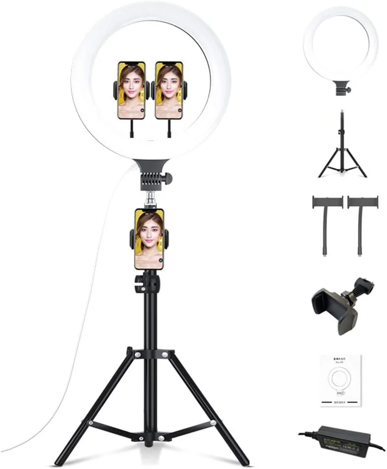 نور حلقه ای LED مدل SHYYL، نور پرکننده 18 اینچی با سه پایه، 3 حالت رنگی و 10 روشنایی، برای ویدیوهای یوتیوب، آرایش، پخش زنده، ولاگ، عکاسی نور حلقه ای LED مدل SHYYL، نور پرکننده 18 اینچی با سه پایه، 3 حالت رنگی و 10 روشنایی، برای ویدیوهای یوتیوب، آرایش، پخش زنده، ولاگ، عکاسی