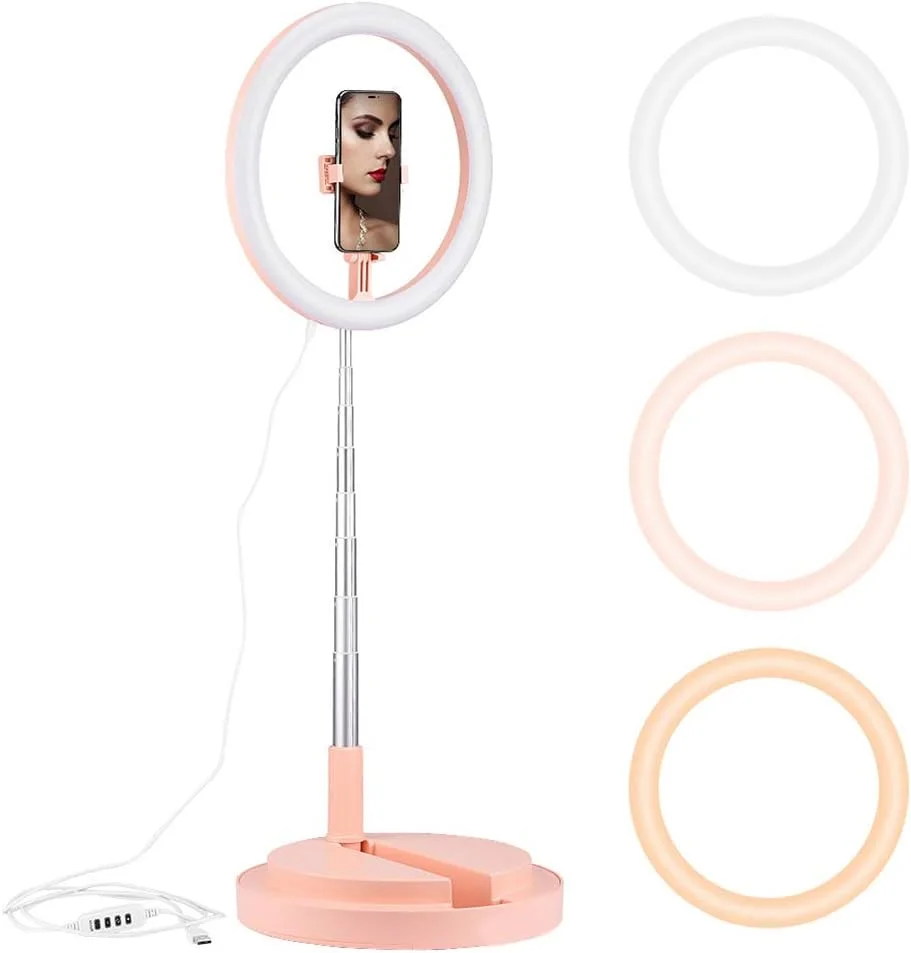 حلقه نور ال ای دی، نور پرکننده تاشو 10 اینچی با منبع تغذیه USB، جمع شونده و قابل تنظیم نور، برای ویدیوهای یوتیوب، سلفی، آرایش، پخش زنده، ولاگ، دوربین، عکاسی حلقه نور ال ای دی، نور پرکننده تاشو 10 اینچی با منبع تغذیه USB، جمع شونده و قابل تنظیم نور، برای ویدیوهای یوتیوب، سلفی، آرایش، پخش زنده، ولاگ، دوربین، عکاسی