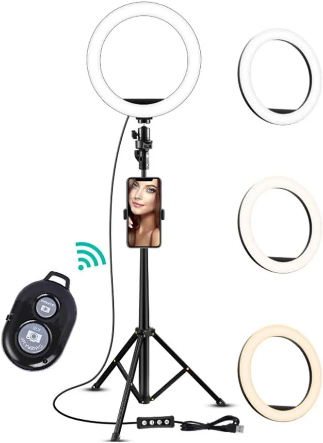 نور حلقه ای LED SHYYL، نور پرکننده 8 اینچی با سه پایه، منبع تغذیه USB، کم نور از راه دور، برای ویدئوهای یوتیوب، سلفی، آرایش، پخش زنده، ولاگ، دوربین، عکاسی نور حلقه ای LED SHYYL، نور پرکننده 8 اینچی با سه پایه، منبع تغذیه USB، کم نور از راه دور، برای ویدئوهای یوتیوب، سلفی، آرایش، پخش زنده، ولاگ، دوربین، عکاسی