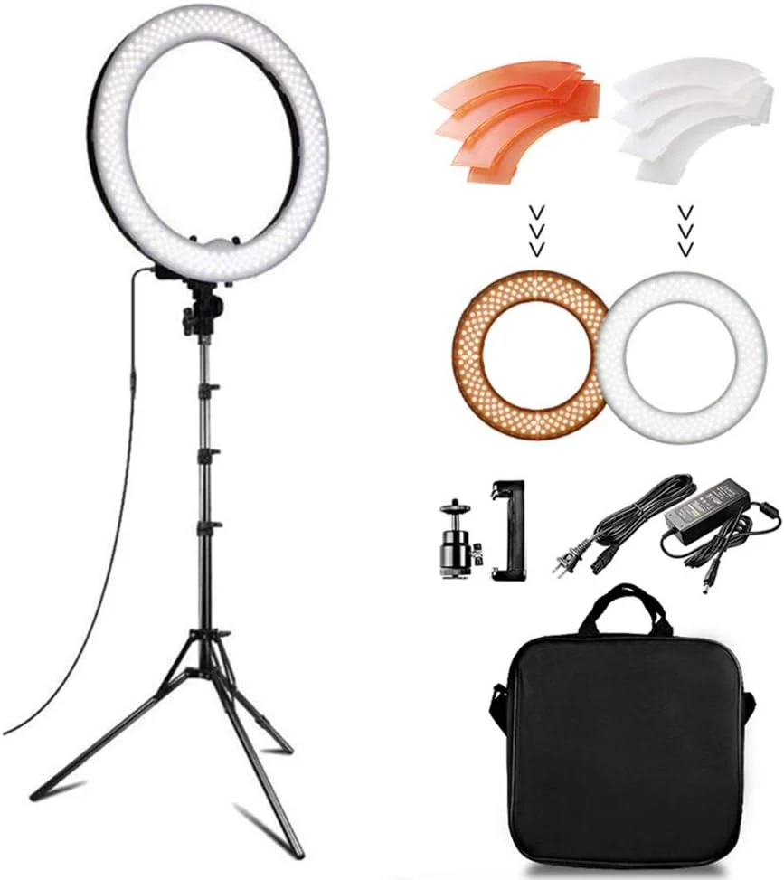 کیت نور حلقه ای 18 اینچی SHYYL با پایه نور، گیرنده بلوتوث، نگهدارنده تلفن هوشمند، آداپتور کفشک گرم برای ویدیوهای یوتیوب، سلفی، آرایش، پخش زنده، ولاگ کیت نور حلقه ای 18 اینچی SHYYL با پایه نور، گیرنده بلوتوث، نگهدارنده تلفن هوشمند، آداپتور کفشک گرم برای ویدیوهای یوتیوب، سلفی، آرایش، پخش زنده، ولاگ