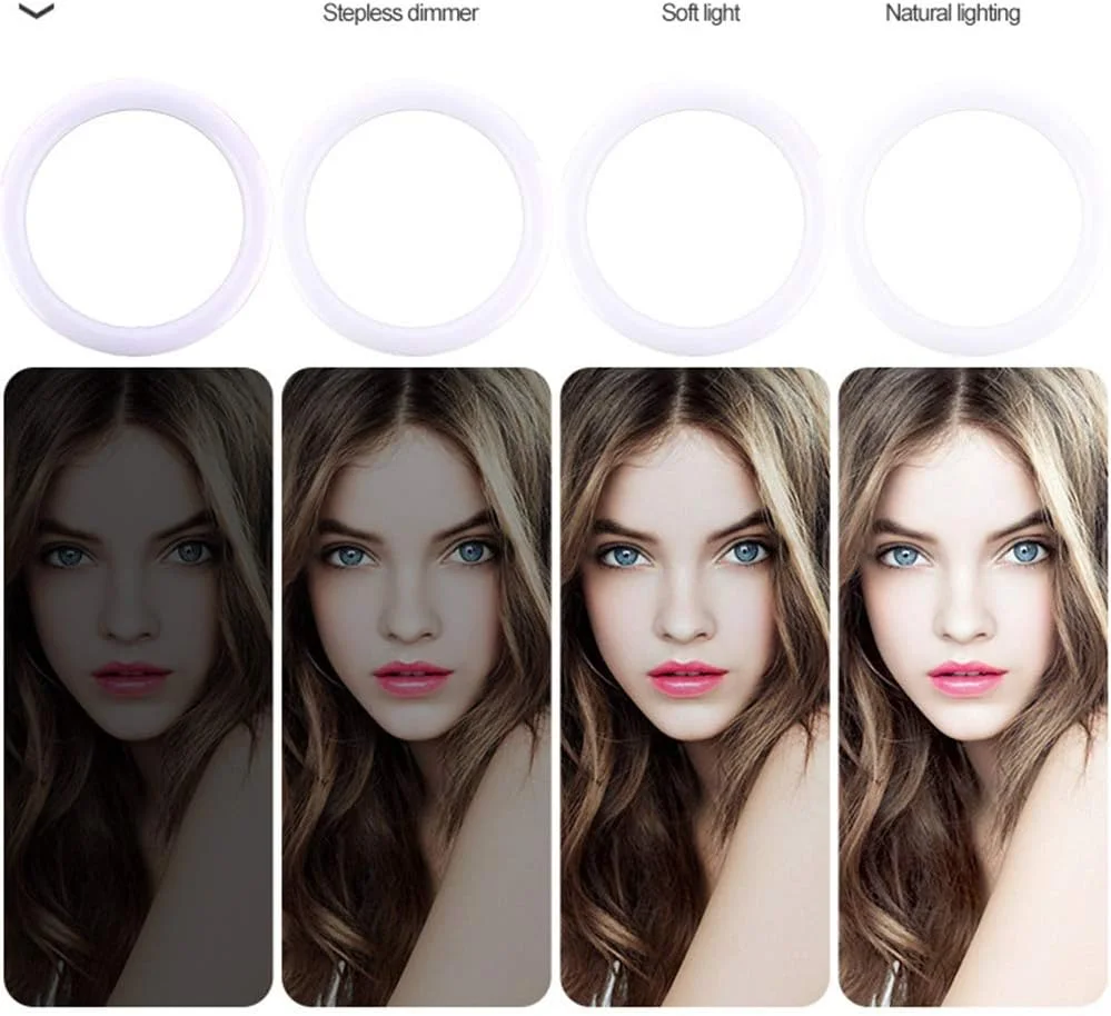 نور حلقه ای LED SHYYL، نور پرکننده RGB 10 اینچی با پورت USB، کم نور شدن بدون پله کنترل از راه دور، برای ویدیوهای یوتیوب، سلفی، آرایش، پخش زنده، ولاگ، دوربین، عکاسی، 2 براکت