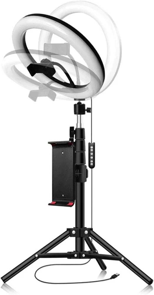 نور حلقه ای سلفی عکاسی زنده 10 اینچی و نور ویدیویی دوربین RGB، با سه پایه قابل تنظیم و پایه تلفن همراه، نور پرکننده LED قابل تنظیم، برای پخش زنده، ویدیوی یوتیوب، آرایش نور حلقه ای سلفی عکاسی زنده 10 اینچی و نور ویدیویی دوربین RGB، با سه پایه قابل تنظیم و پایه تلفن همراه، نور پرکننده LED قابل تنظیم، برای پخش زنده، ویدیوی یوتیوب، آرایش
